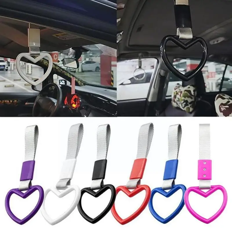 Car Universal Handle with JDM Heart-shaped Car Electrostatic Belt Decorative Warning Hanging Ring Rear Bumper Warning Ring