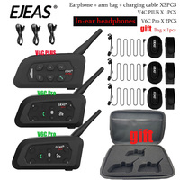 Football 3 Referee Intercom Headset 1200M EJEAS V4C PLUS +V6C PROx2 Soccer Full Duplex Bluetooth Conference Interphone +Handbag