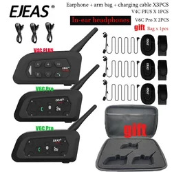 Football 3 Referee Intercom Headset 1200M EJEAS V4C PLUS +V6C PROx2 Soccer Full Duplex Bluetooth Conference Interphone +Handbag