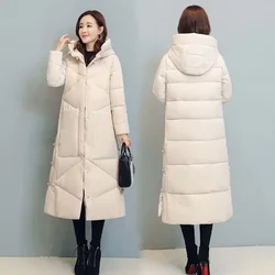 2024 Fashion New Thicken Cotton padded Warm Snow Outerwear Loose Female Windproof Hooded Jacket Parkas Winter Long Coat Women's