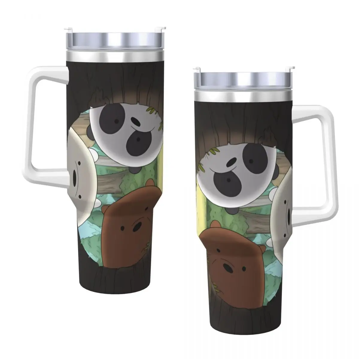 Stainless Steel Tumbler We Bare Bears Big Faces Car Mugs With Straw Travelist Cold Drink Water Bottle Large Capacity Thermal Cup