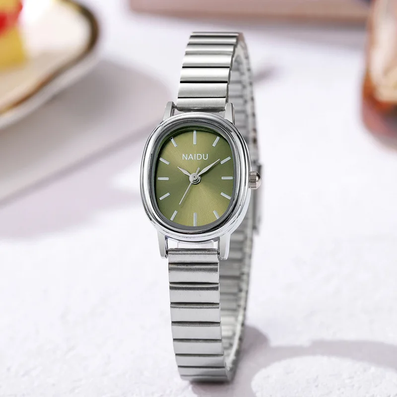 Modische Damenuhren mit ovalem Zifferblatt, Edelstahlarmband, luxuriöse Quarz-Armbanduhren für Damen, luxuriöses Geschenk, Golduhr, Großhandel. – Detail 5