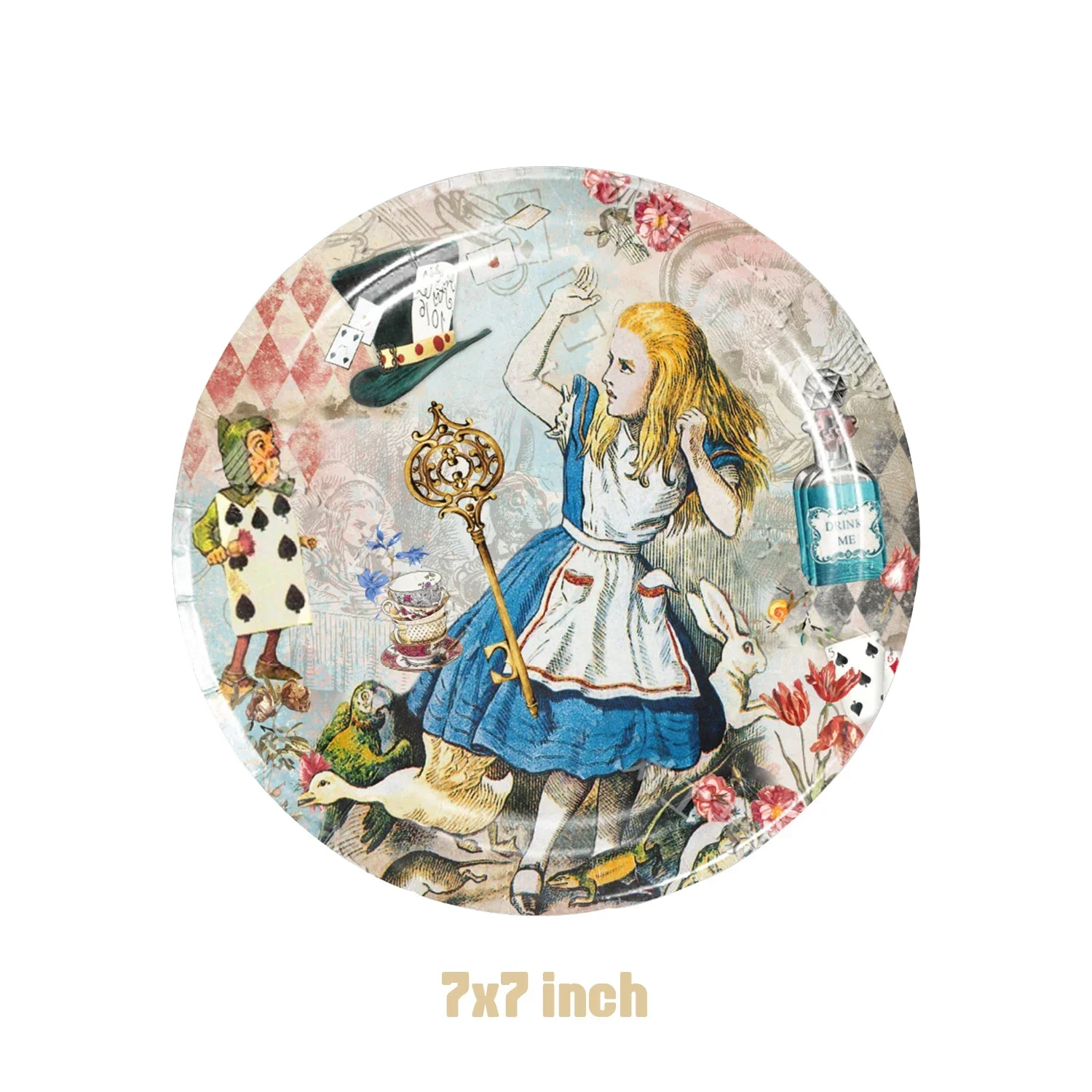 Retro Alice In Wonderland Princess Birthday Party Decoration Supplies Disposable Cutlery Balloon Background Girl Kid Gift