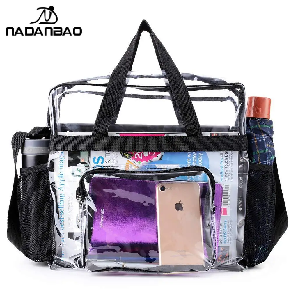 Nadanbao New PVC Transparent Bag Handbag Large Capacity Clear Bag Portable Travel Storage Bag for Men and Women Going Out 2025