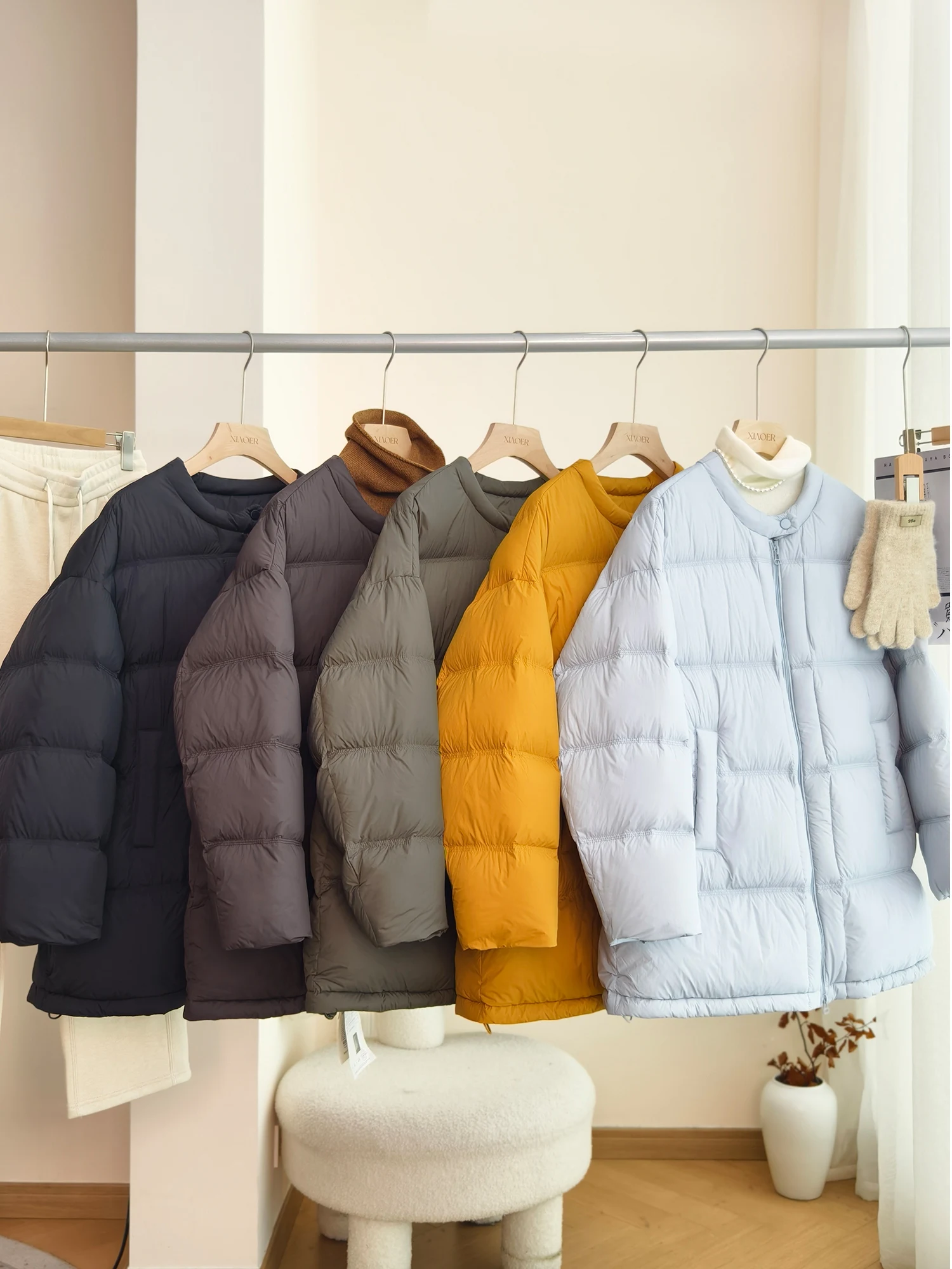 

Женское пуховое пальто Aron Puff Du с круглым вырезом, средней длины, на одной пуговице, в корейском стиле, теплое, белое, с наполнителем из перьев