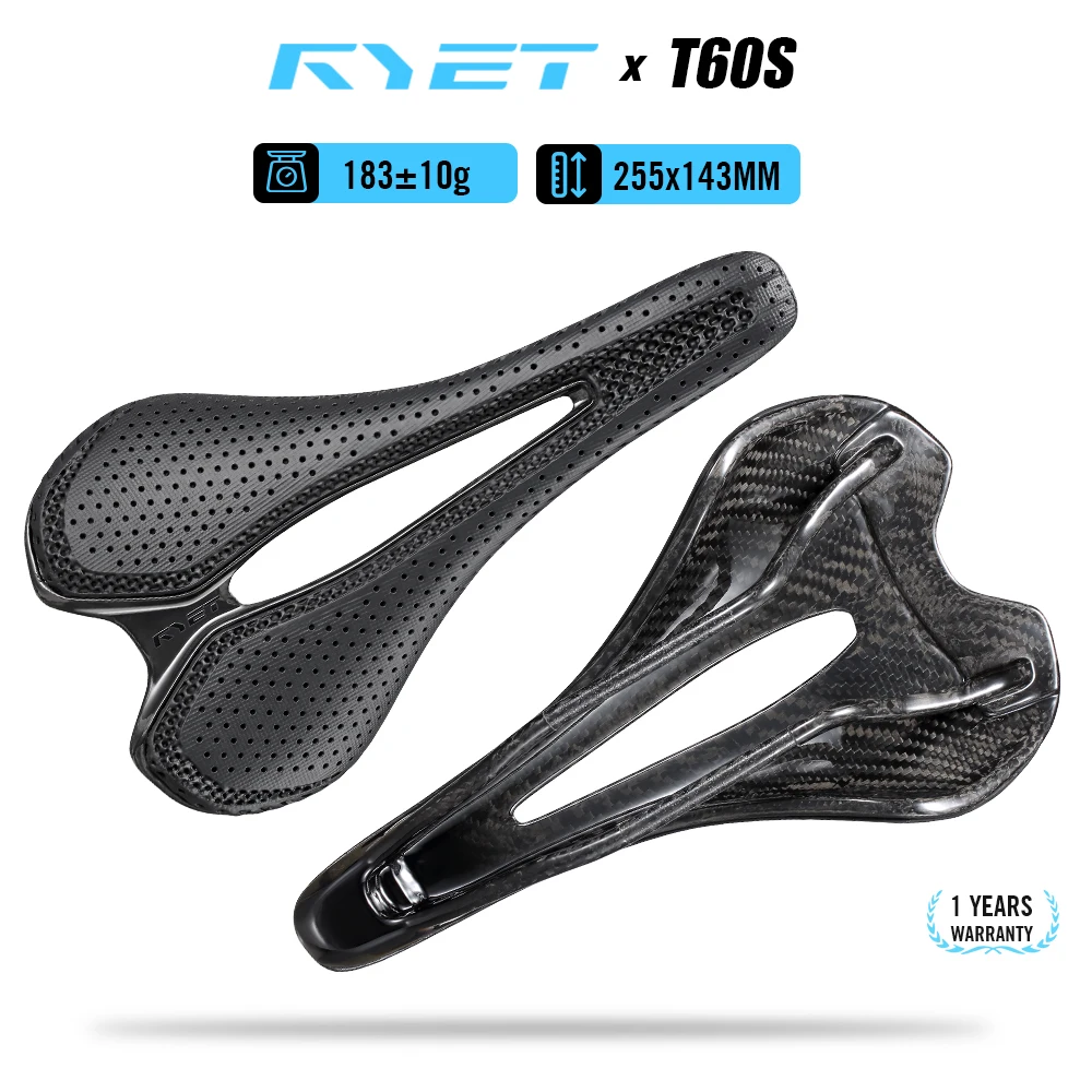 

RYET 12K 3D Printed Carbon Saddle 122g 7x9mm Rail Triathlon Road MTB Gravel Bike Saddle with EVA Surface For Time Trial Racing