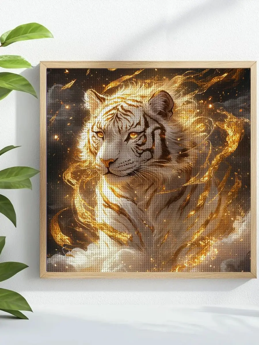 1 Stück 40X40CM/15,74 Zoll Kreuzstich-Set mit Tiger-Motiv, DIY-Set 11CT/14CT, DIY-Stickset, Zubehör für Kreuzstich-Set – Detail 1