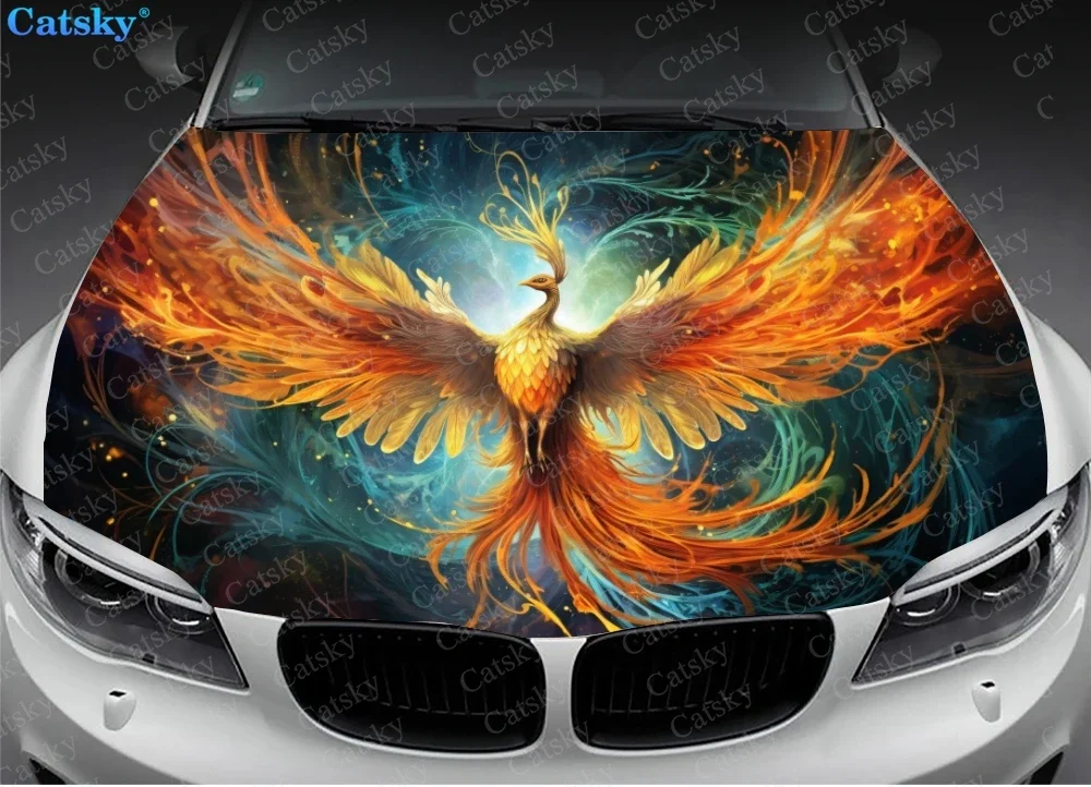 Phoenix Graffiti Art Car Hood Vinyl Stickers Wrap Vinyl Film Engine Cover Decals Sticker on Car Auto Accessories