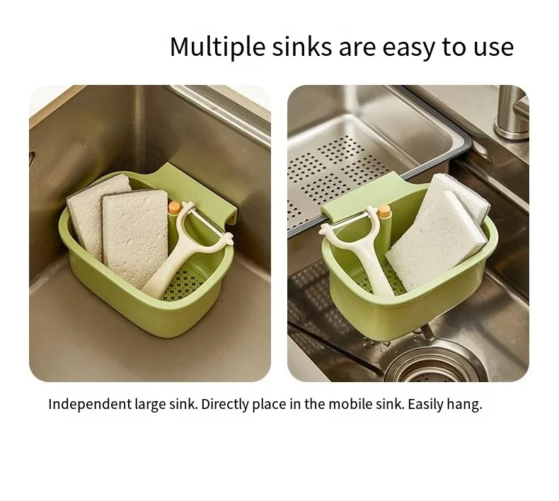 

Kitchen Sink Hanging Filter Basket Multi-Functional One-Touch Push Drainage Basket Sink Automatic Unloading Basket Sponge Rack