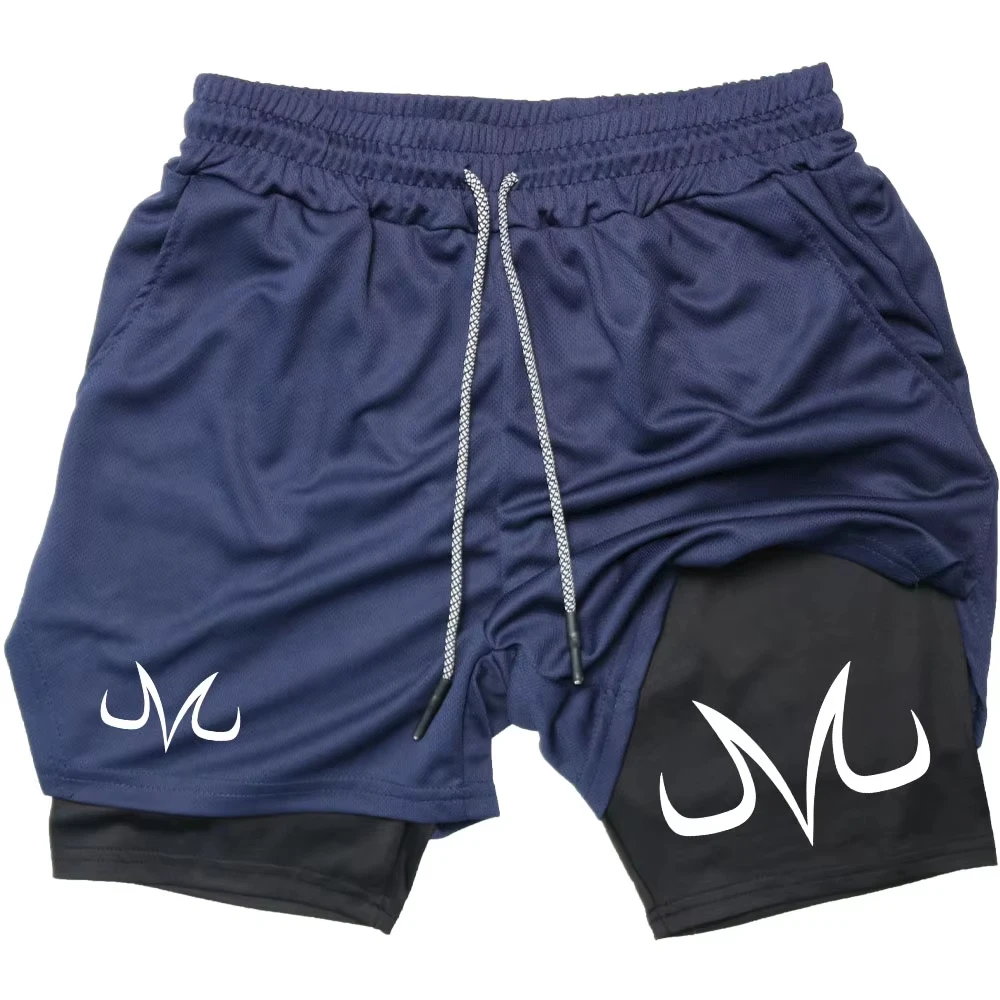 أنيمي أداء السراويل Toji المطبوعة الرجال الصالة الرياضية السراويل الرياضية غير رسمية تجريب الجري شبكة 2 في 1 السراويل القصيرة الرياضية