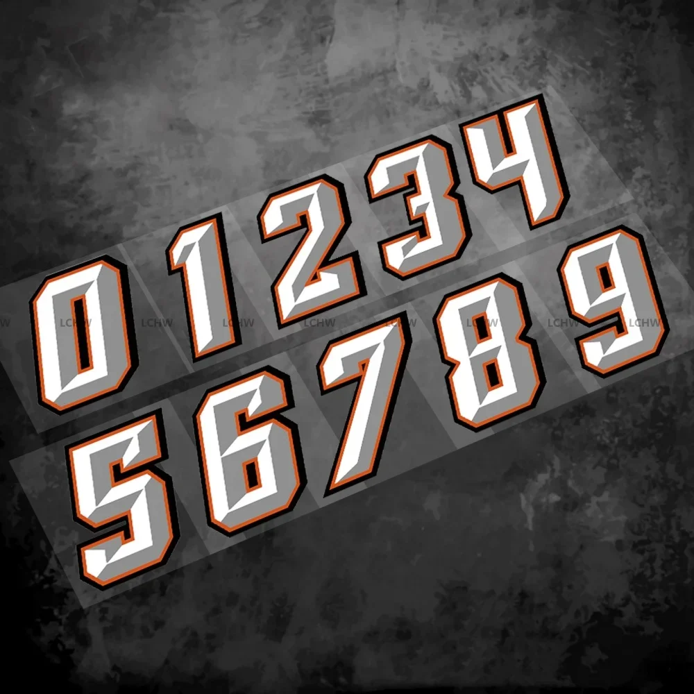 Motorcycle Racing Number Stickers 0-9 Custom Free Combination Decal Car Styling Vinyl Decal