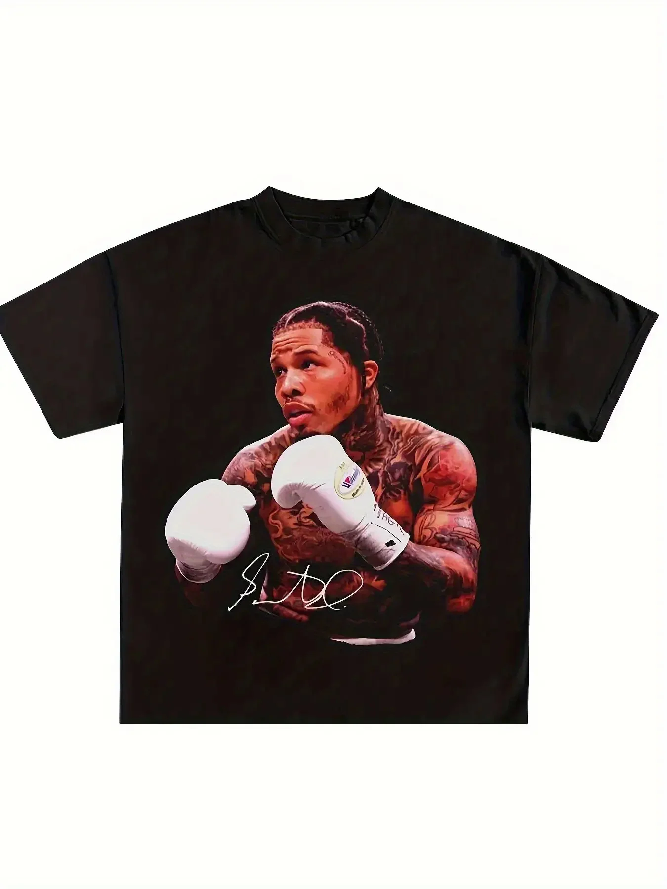 Men's Gervonta 'Tank' Davis Boxing T-Shirt - Iconic Signature & Name Print, Loose Fit Short Sleeve Crew Neck Tee, Athletic Gift Suitable for Sports, Workouts, Casual Wear, Machine Washable for Boxers & Fans