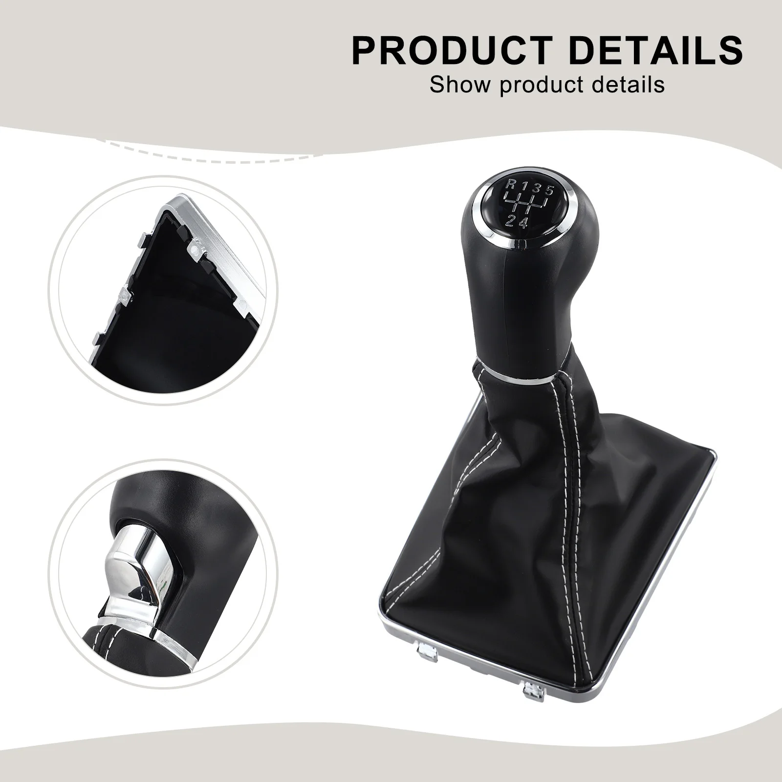 Black Leather Gear Shift Knob for For OPEL For MOKKA X J & For VAUXHALL 5 Speed Manual Transmission Compatible