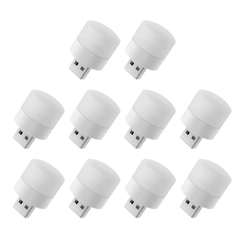 10Pcs Mini USB Night Light Eye Protection Book Reading Light USB Plug Computer Mobile Power LED Night Lamp