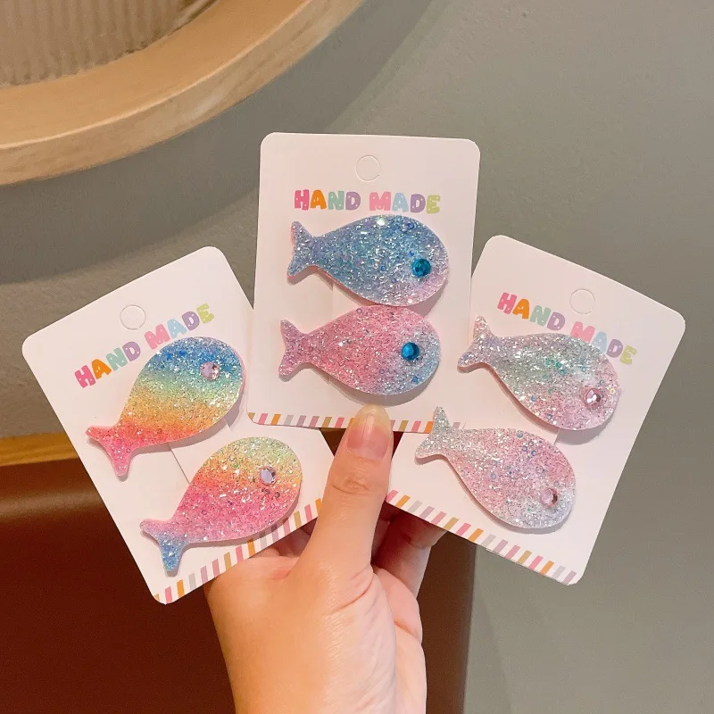 Hair Clip Silver Sequin Fish Sweet Versatile Girls Kids BB Bangs Accessory Lightweight Portable Cute Daily Compact