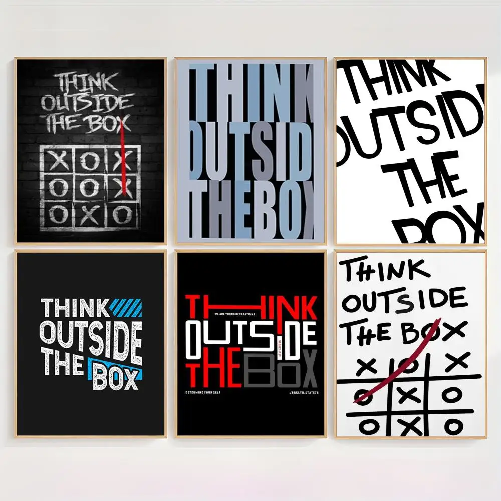 Modern Think Outside The Box Wall Art Painting Calligraphy Poster Canvas Painting Wall Art Picture, Home Interior, Garage, Bar D