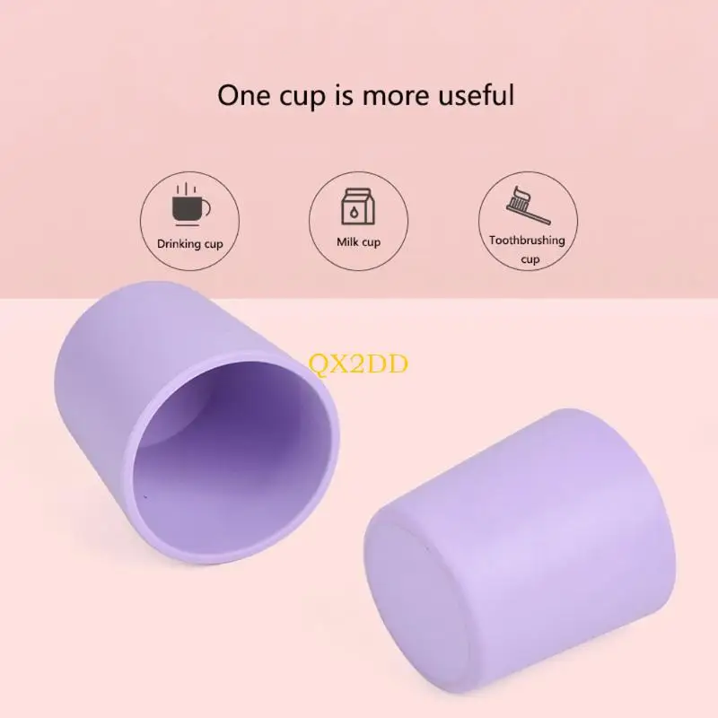 QX2D Baby Learning Drinking Cup Heat-Resistant Silicone Cup Water Mug Infant Toddler Feeding Drinkware