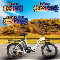 Folding E-bike CY20 350W Motor 36V 12AH Removable Lithium Battery Electric Bike Adult 7 Speed 20-inch Tire Snow Electric Bicycle