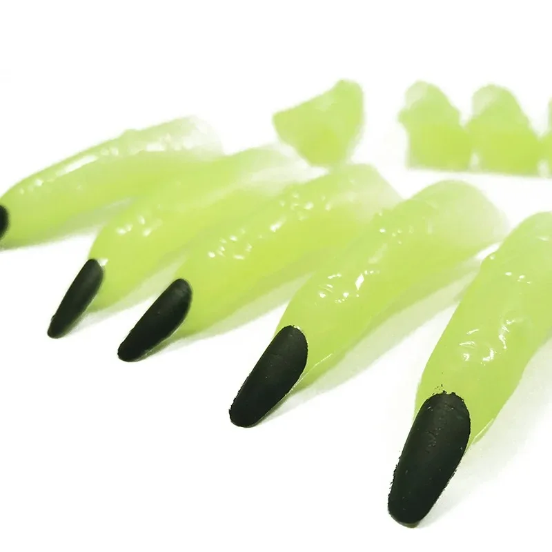 10Pcs/set Nail Luminous Fake Fingers Cover Different Colored Nails Halloween Cosplay Prop Party Decorations Toys