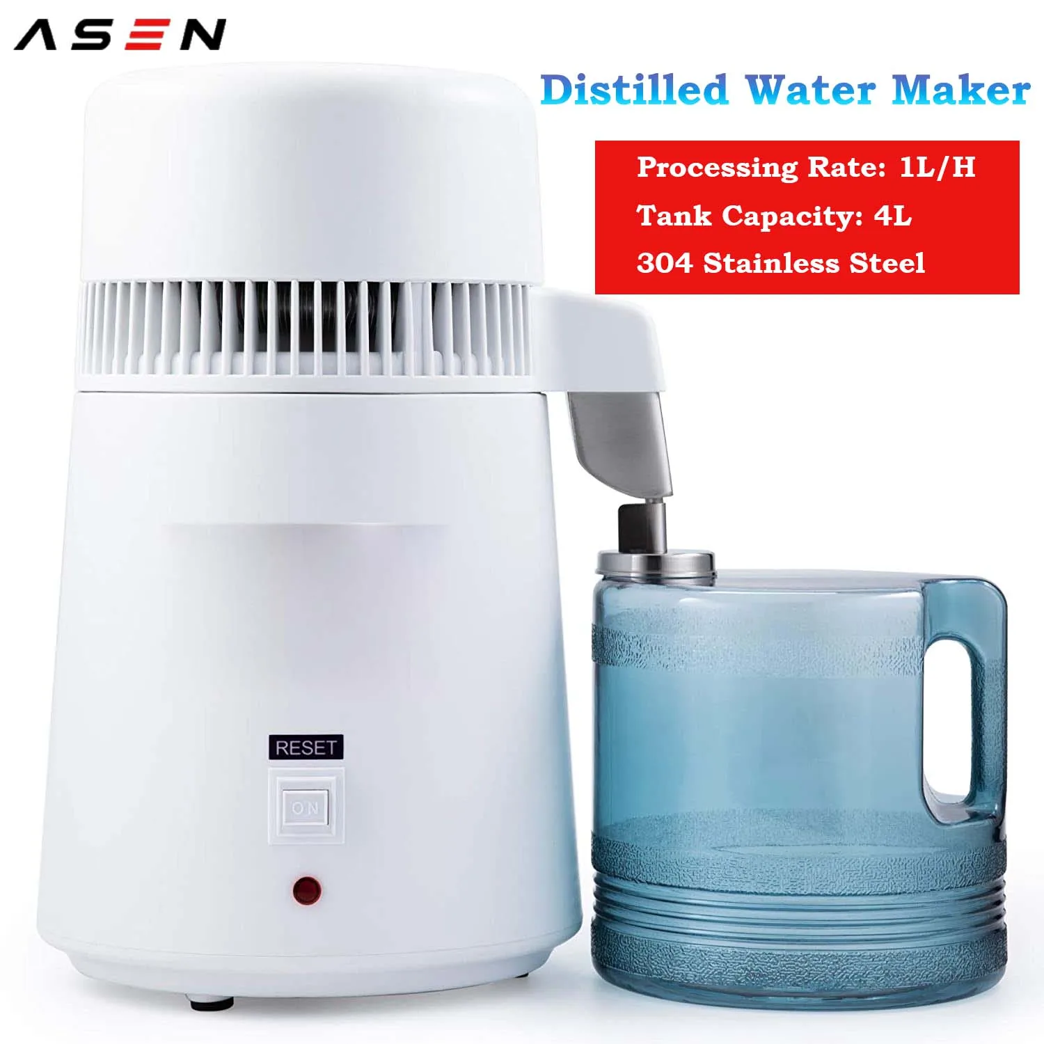 

1 Gallon 4L Home Countertop Distiller Water Machine 750W Maker Table Desktop Distilling Water Purifier Distillers BPA Free