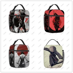 japanese samurai Portable Aluminum Foil Thickened Insulated Insulated Lunch Bag Waterproof Insulated Lunch Tote Bag