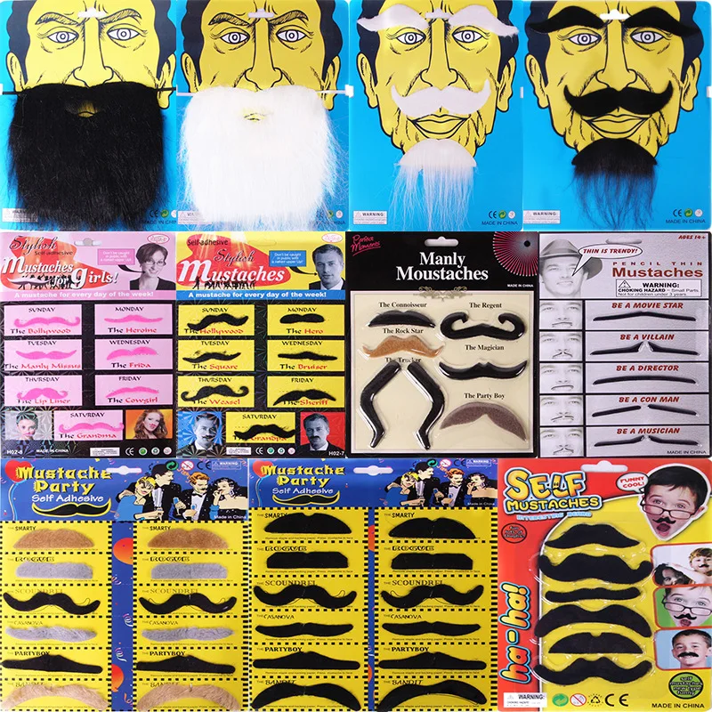 Barba falsa para mascarada de Halloween, barba falsa, suministros para fiestas, bigote, navidad