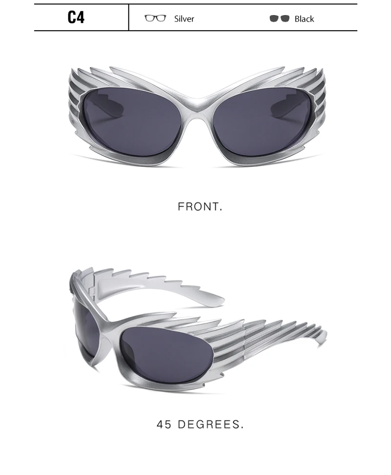 CRIXALIS Y2k Wrap Runde Goggle Männer Sonnenbrille 2025, Mode Sport Sonnenbrille Frauen Brillen Trendy Marke Design Shades UV400 – Detail 12