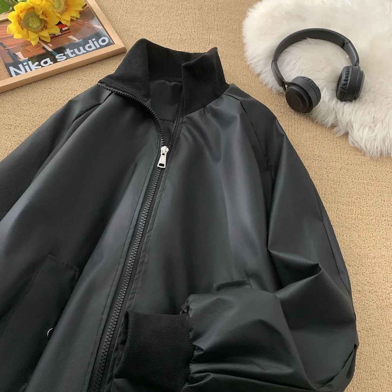Ladies Fashion Zipper Faux Leather Jacket Spring Autumn Women Long Sleeves Leather Coat 2026 Female Casual PU Leather Outwear 4