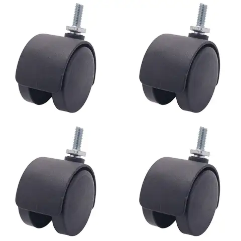 6mm 나사 스템 40mm 휠 회전식 캐스터 검정색
