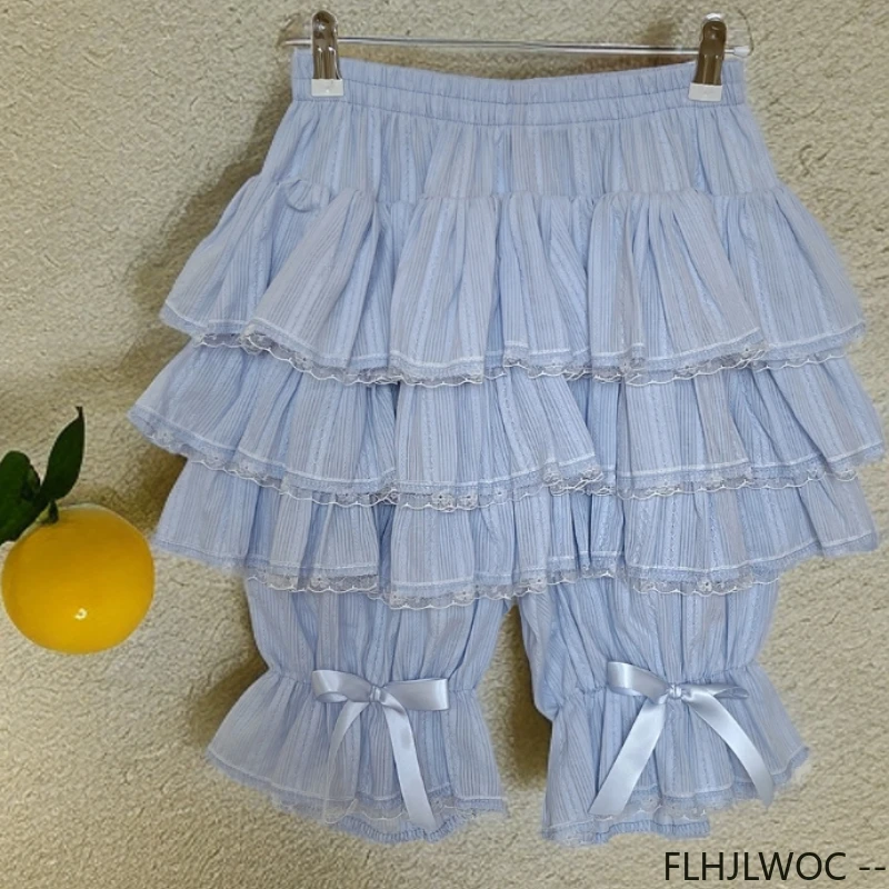 Bloomers in cotone di Halloween Lolita Style Girls Cute Sweet Japan Sexy Lace Date Princess Layer Puff Shorts Ruffles Pantaloni lanterna