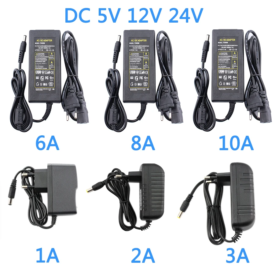 Adaptador de Alimentação AC/DC Universal, 12V, 1A, 2A, 3A, 5A, 6A, 8A, 10A, UE, EUA, Reino Unido, AU Plug, 220V a 5, 12, 24 V, alimentação