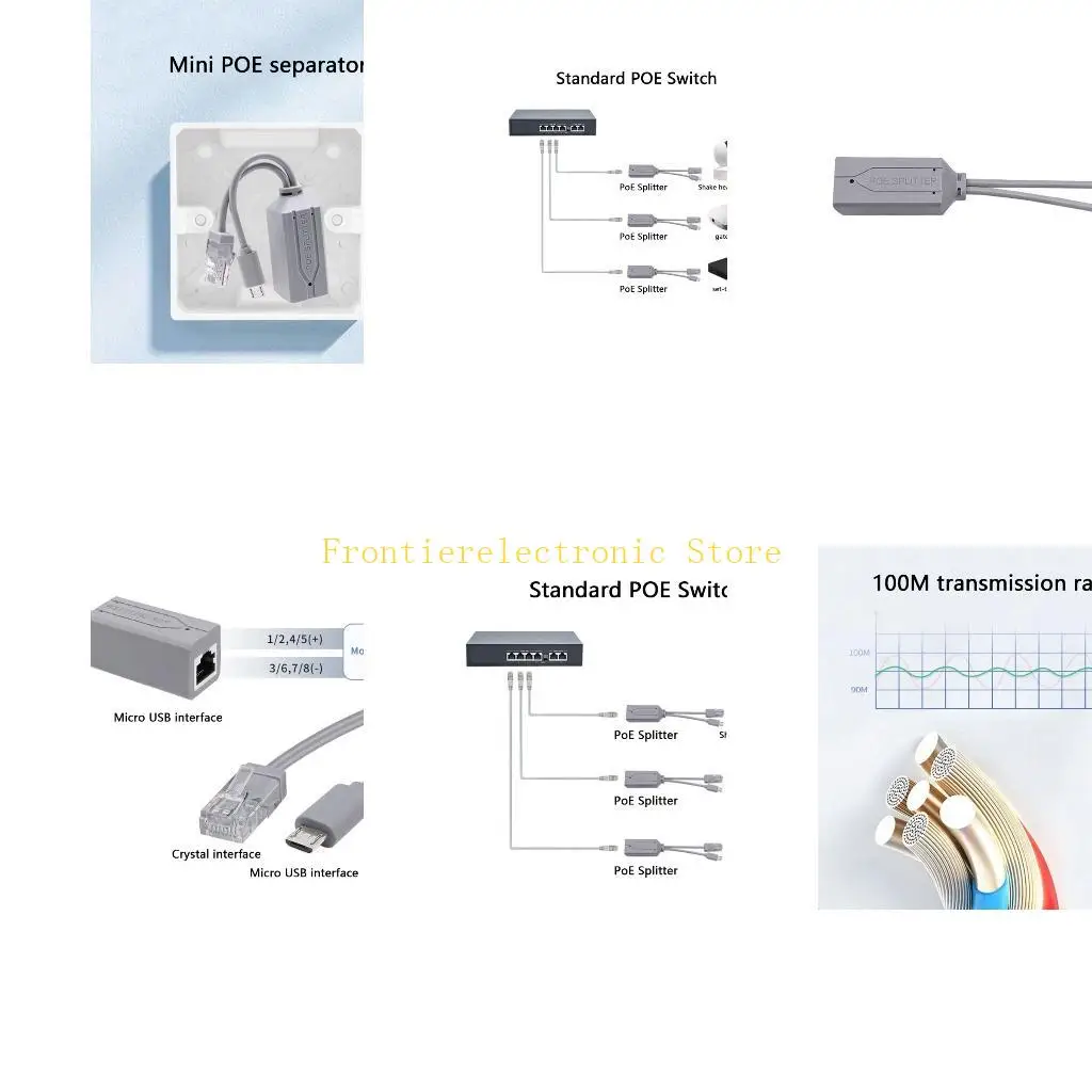 G8DB Efficient USB PoE Splitter Converter Provides 5V Output from 48V Input for USB Devices Ethernet Data And Power Supply