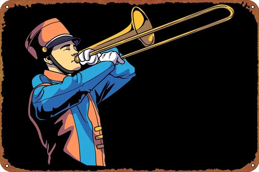 Trombone Trombonist Brass Poster Vintage Cute Metal Sign Gift Retro Novelty Cafe Store Garage Tin Signs