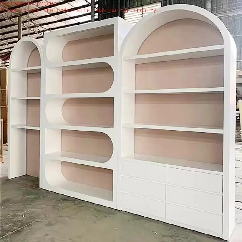 Custom.Yicheng Beauty Luxury Beauty Salon Light Display Shelf Cosmetics Nail Skin Care Stand Cabinet Store Display Shelf Storage