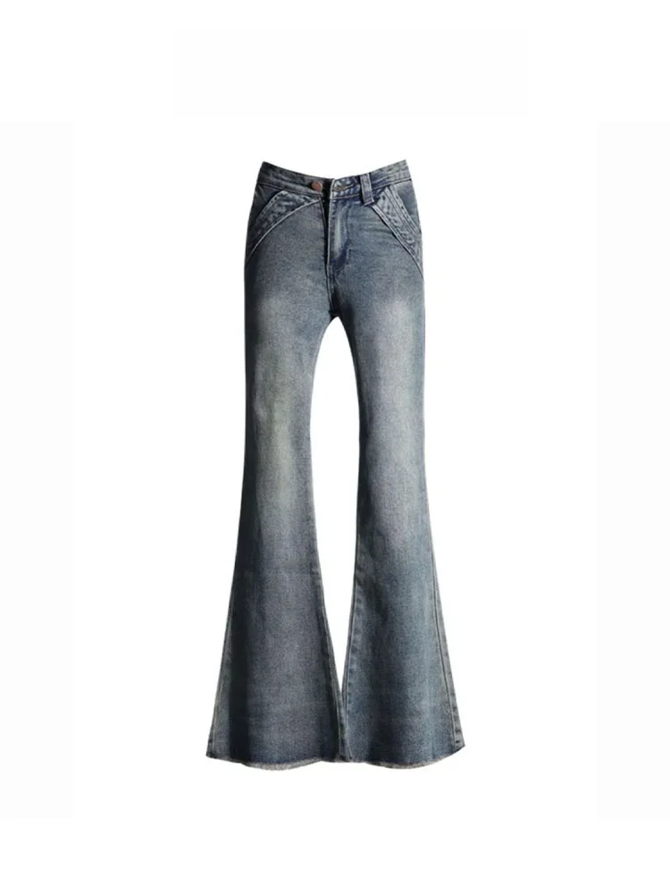 

Retro Low Waist Bell Bottom Denim Jeans Women's Autumn Winter New Design Sensual Elastic Wide Leg Floor Length Hoof Pants