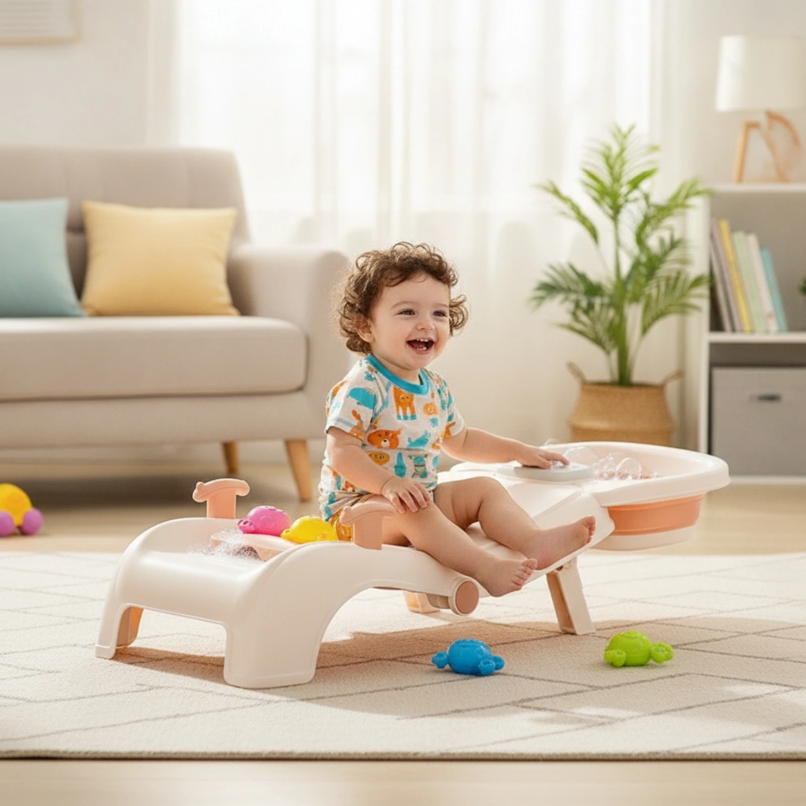 Kids Shampoo Chair Foldable Shampoo Chair with Basin Furniture Long-Lasting Heavy Duty for Children, Bathroom, Home