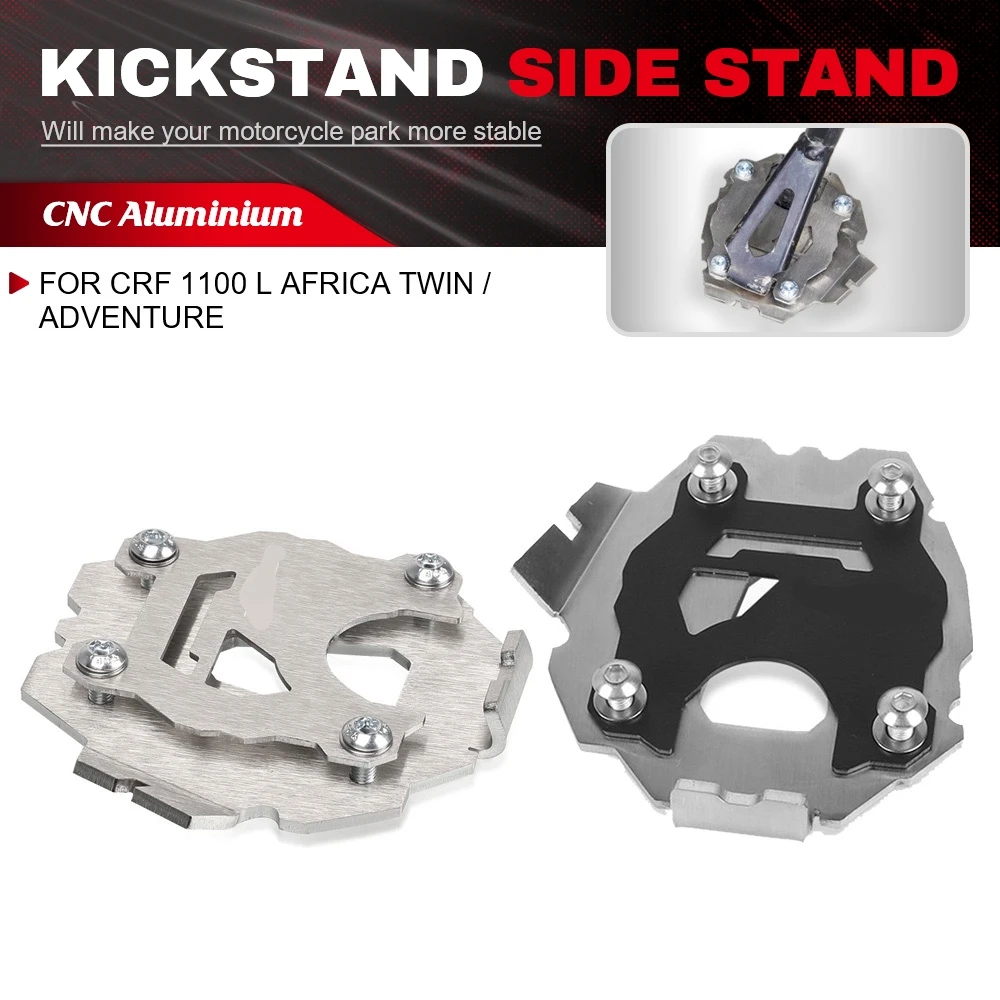 

Motorcycle CNC Kickstand Side Stand Enlarger Plate Kickstand For Honda CRF1100L Africa Twin Standard And Adventure Sports Models