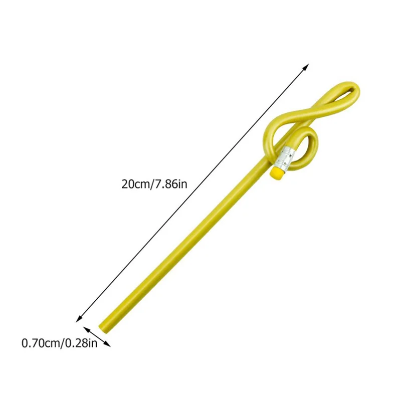 지우개가 있는 다채로운 음악 연필, 학생 노트 연필, 뮤지컬 노트 연필, 나무 고음 음경 구부러진 연필, 24 개