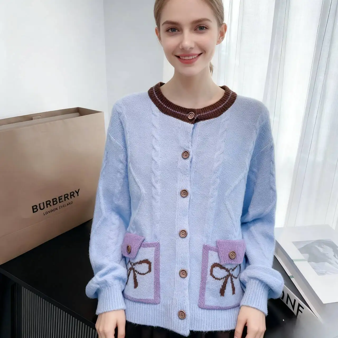 

Sweaters Jumpers Cardigans Womens For Woman Korean Style Pure Fabric Metal Button Fitted Corporate Dinner Minimalist Elegant Ins