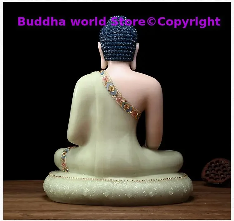 41CM Large TOP GOOD gilding jade Thailand Asia seated Buddha statue home Temple efficacious Talisman Mascot carving Sculpture