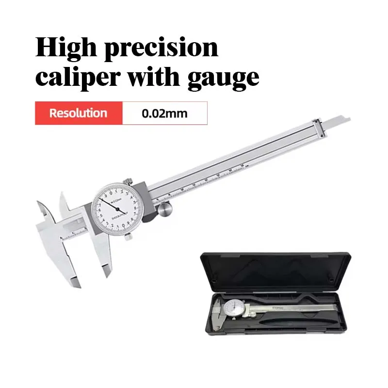 Circular Dial Scale Caliper 0-150/0.02mm High-Precision Industrial Stainless Steel Vernier Caliper Metric Measuring Tool