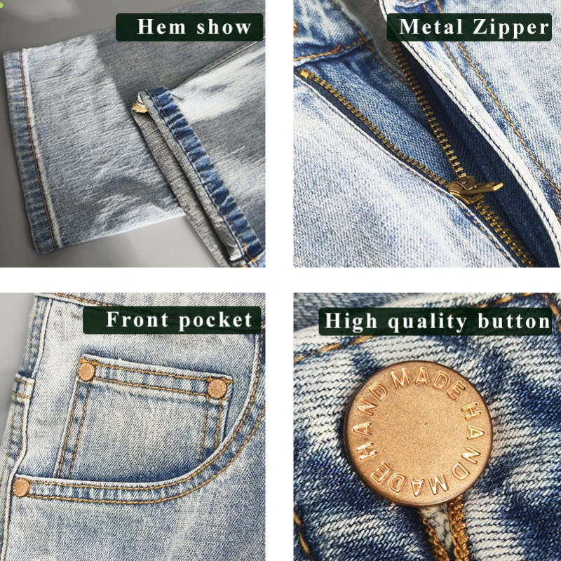 2024 Summer Spring New Casual Vintage Jeans for Men Clothing Washed Soft Cotton Loose Straight Man Pants Baggy Jeans KK1012-1