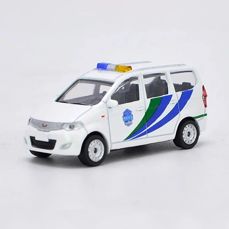 Diecast 1:64 Scale Wuling Law Enforcement Vehicle Alloy Car Model Finished Product Simulation Toy Collection Gift Static Model