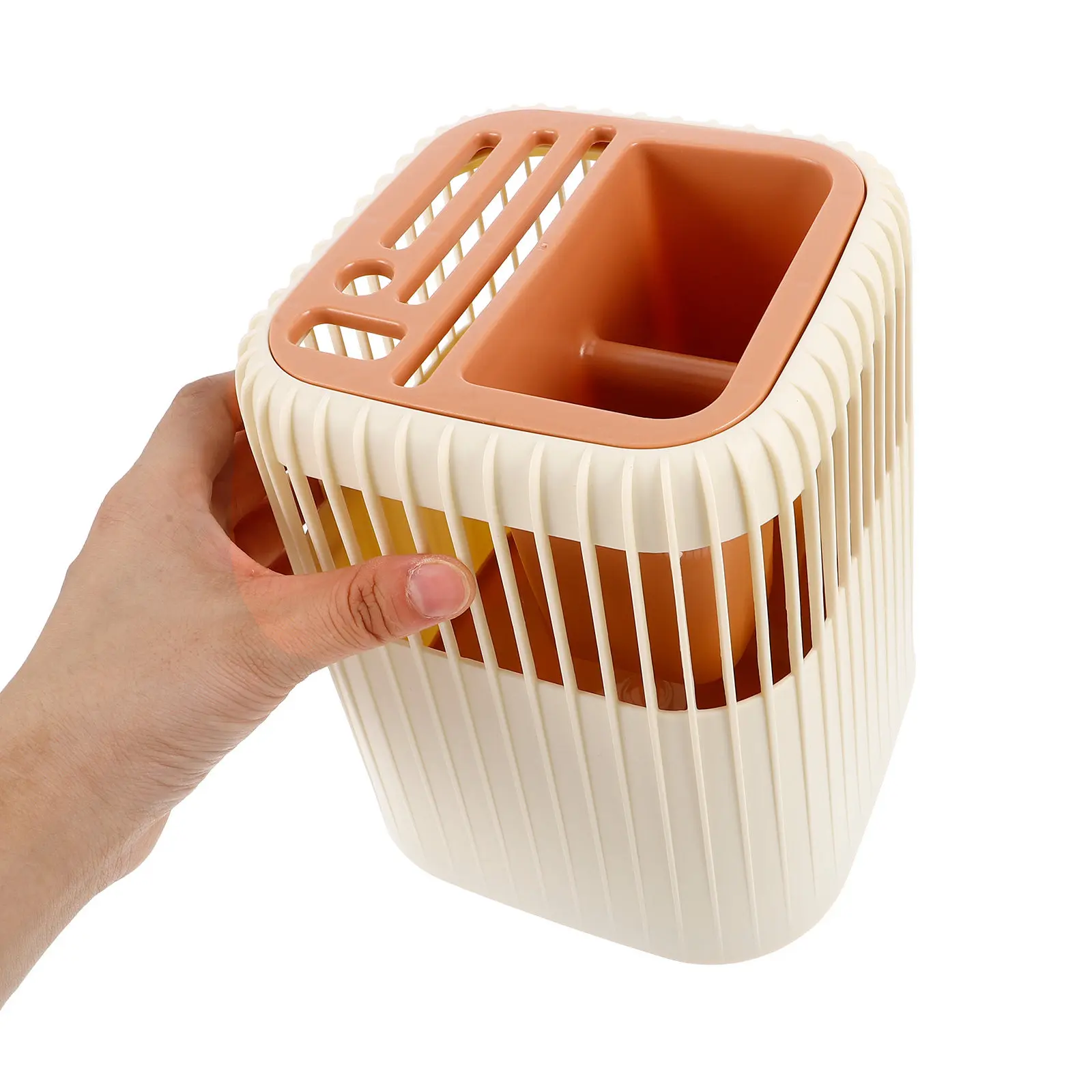 Utensil Drying Rack Kitchen Counter Silverware Holder Cutlery Drainer Sink Organizer Dish Washing Tools Yellow Rotating view 6