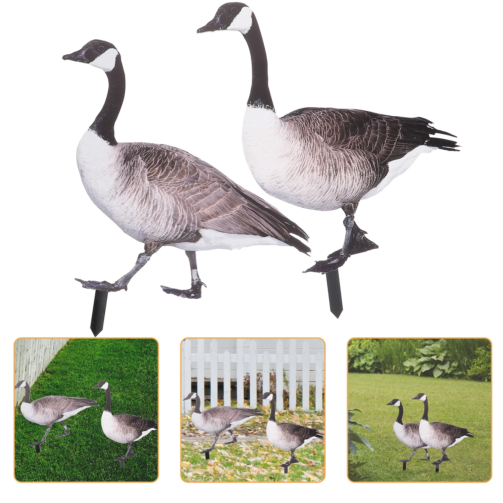 

2pcs Acrylic Duck Stakes Realistic Garden Decor Durable Outdoor Yard Courtyard Ornament Double Sided