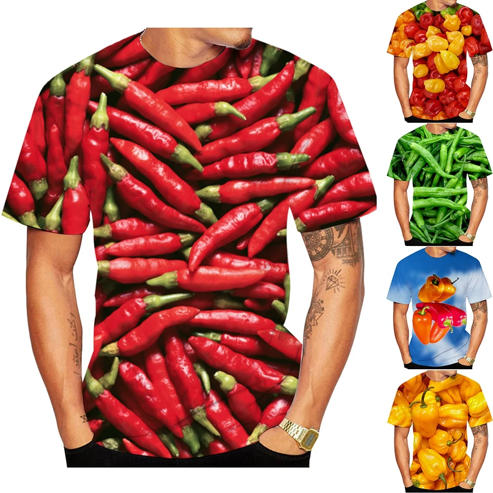 New Summer Hot Sale Hot Chili Peppers Men\'s/women\'s Fashion Slim T-shirt 3D Printing T-shirt Casual Round Neck Top 100~6xl