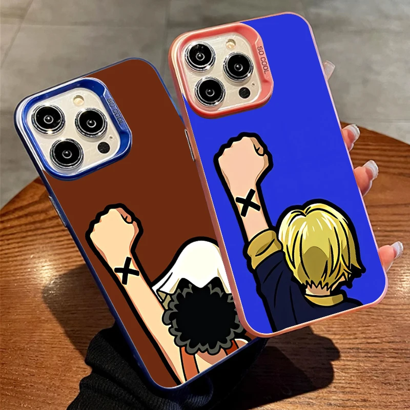 Comics One Piece Sanji Usopp For Apple iPhone 15 14 13 12 11 XS XR X Pro Max Plus Colorful Silver Cover Phone Case