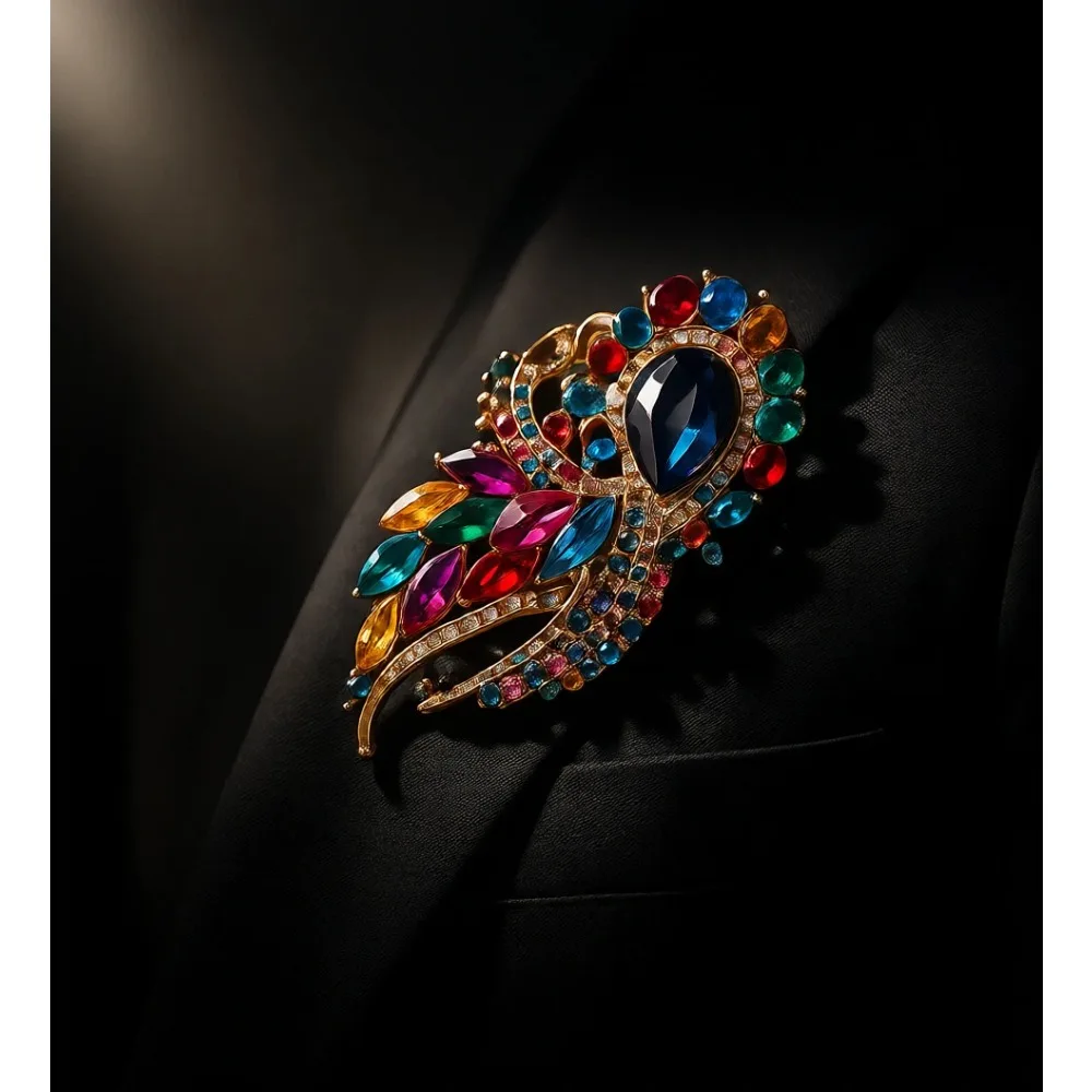 

Набор из 4 больших брошей с кристаллами и стразами, модные украшения