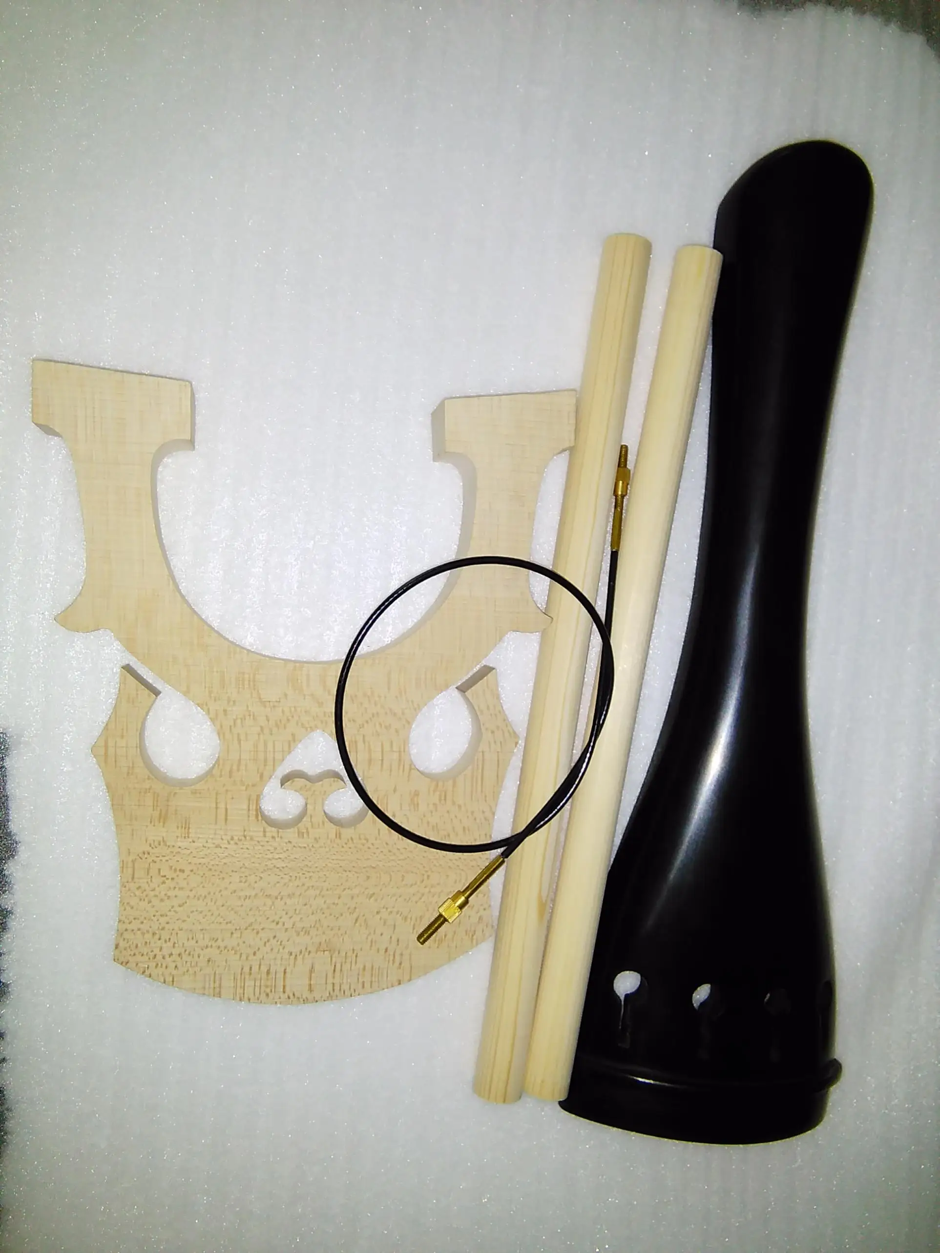 Quality Ebony Double Bass Tail piece 3/4-4/4+ Aged Maple Bass Bridge 3/3+Steel Bass gut+2 Bass sond post 30cm*17mm