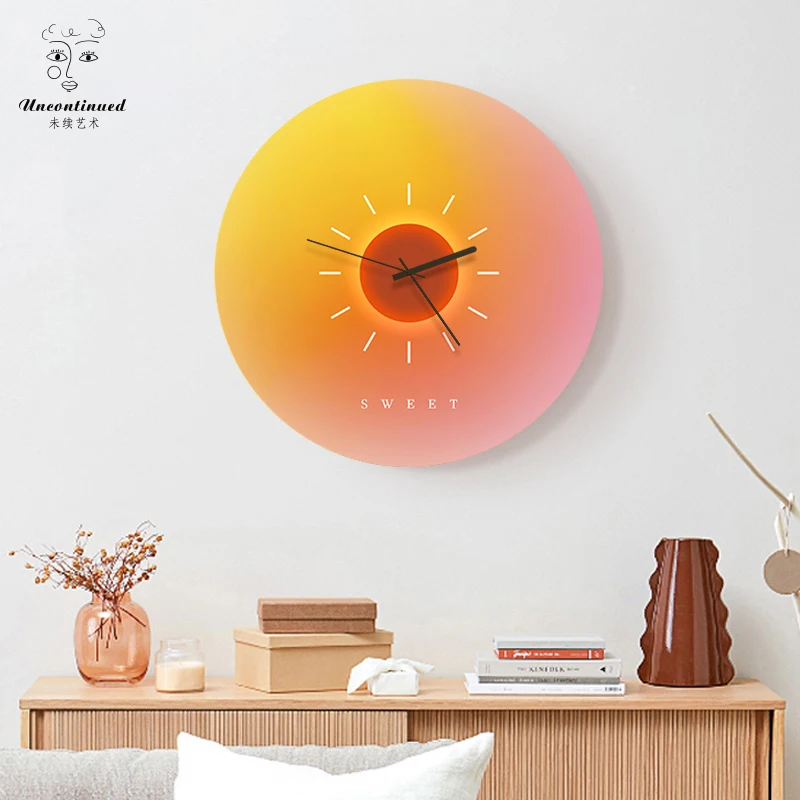 Living room , illuminated, sunset , wall mounted clock